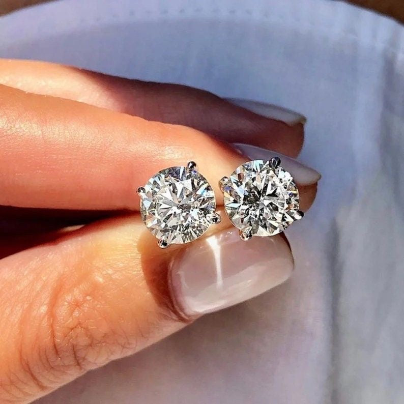 Solitaire Studs - Moissanite Diamond